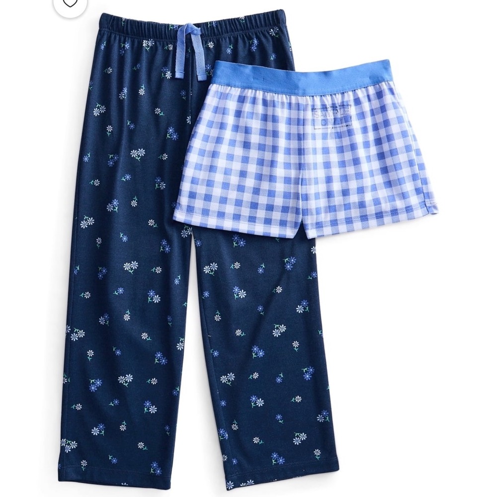 Wonder Nation Girls' Pajama Pants & Shorts 2-Pack – Blue Cove – XL (14/16) NWT